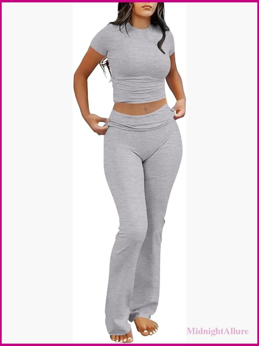 2 Piece Lounge Set Crop Top & Flare Leggings Yoga Workout Y2K Summer